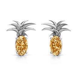 Oval Stone Pineapple Earrings