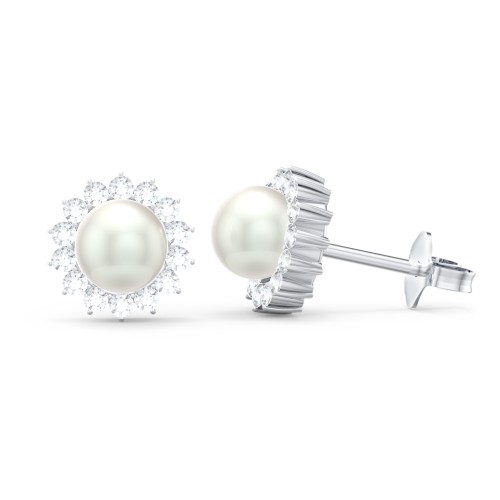 Freshwater Pearl Flower Halo Stud Earrings