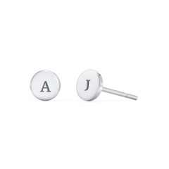 Engravable Round Disc Stud Earrings – Sterling Silver