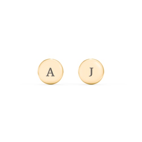 Engravable Round Disc Stud Earrings – 10K Yellow Gold