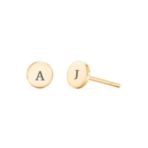 Engravable Round Disc Stud Earrings – 10K Yellow Gold