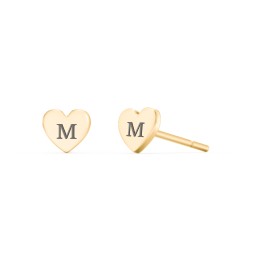 Heart Shape Stud Earrings in 10K Solid Yellow Gold