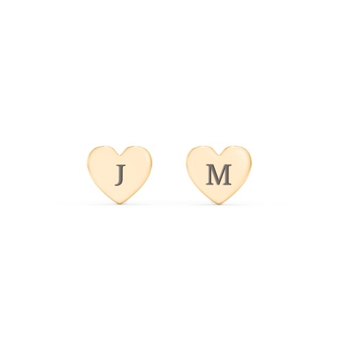 Heart Shape Stud Earrings – 10K Yellow Gold