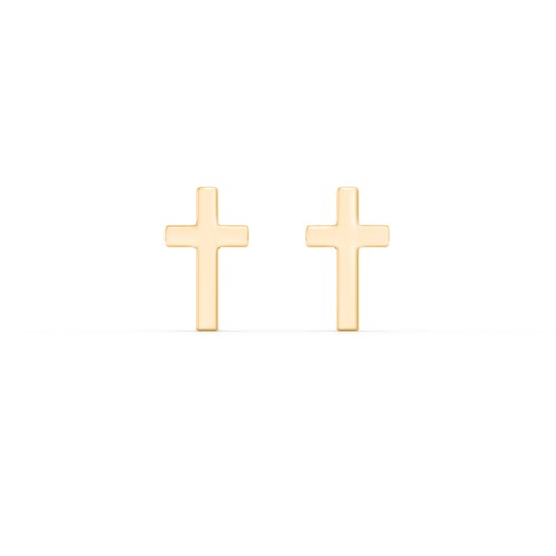 Cross Shape Stud Earrings – 10K Yellow Gold