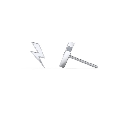 Lightning Bolt Shape Stud Earrings – Sterling Silver