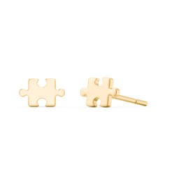 Puzzle Piece Shape Stud Earrings in 10K Solid Yellow Gold