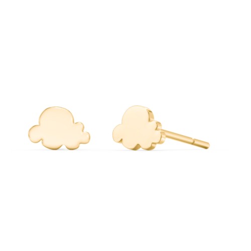 Cloud Shape Stud Earrings – 10K Yellow Gold