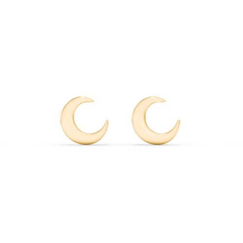 Moon Stud Earrings – 10K Yellow Gold