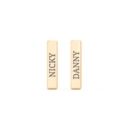 Engravable Petite Bar Stud Earrings – 10K Yellow Gold