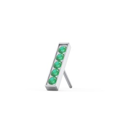 Petite Bar Single Stud with Accents in 925 Sterling Silver with Emerald