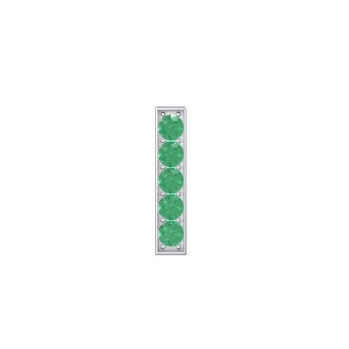 Petite Bar Single Stud with Accents – Sterling Silver with Emerald