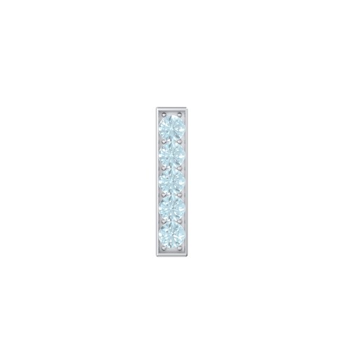 Petite Bar Single Stud with Accents – Sterling Silver with Blue Topaz