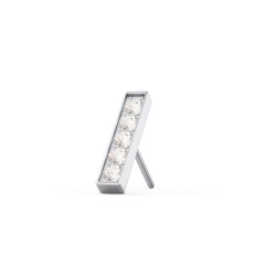 Petite Bar Single Stud with Accents – Sterling Silver with Lab Diamond