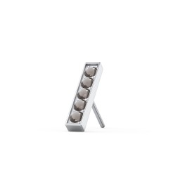 Petite Bar Single Stud with Accents in 925 Sterling Silver with Smokey Quartz