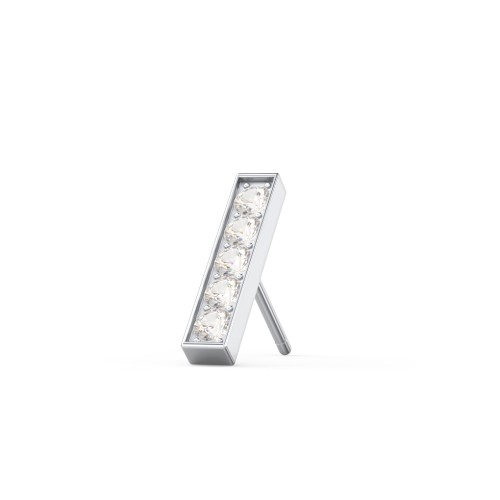Petite Bar Single Stud with Accents – Sterling Silver with Cubic Zirconia