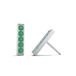 Petite Bar Stud Earrings with Accents in 925 Sterling Silver with Emerald