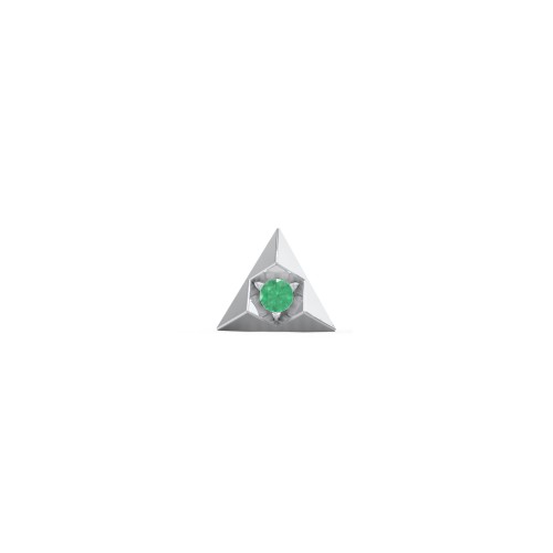 Pyramid Single Stud with Gemstones – Sterling Silver with Emerald