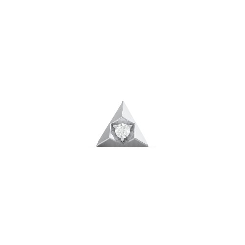 Pyramid Single Stud with Gemstones – Sterling Silver with Aquamarine