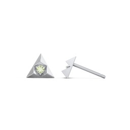 Pyramid Stud Earrings with Gemstones in 925 Sterling Silver with Peridot