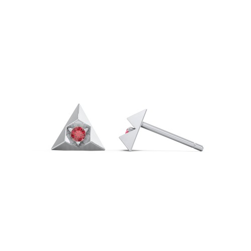 Pyramid Stud Earrings with Gemstones – Sterling Silver with Garnet