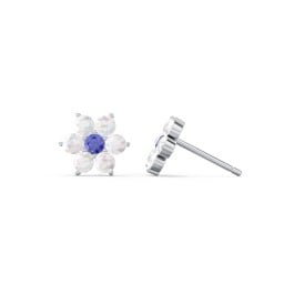 Flower Stud Earrings with Gemstones