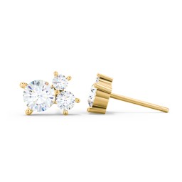 3-Stone Cluster Stud Earrings