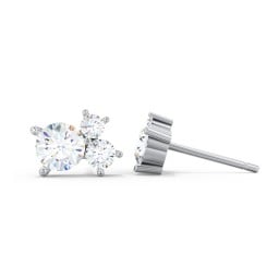 3-Stone Cluster Stud Earrings