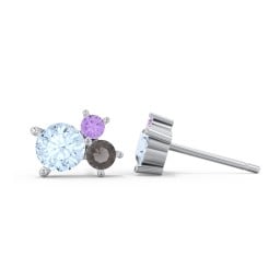 3-Stone Cluster Stud Earrings
