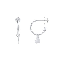 Small Open Hoop Earrings with Removable Heart Charm in 925 Sterling Silver