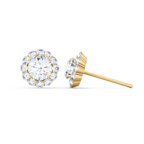 Halo Round Stud Earrings – 10K Yellow Gold with Diamond
