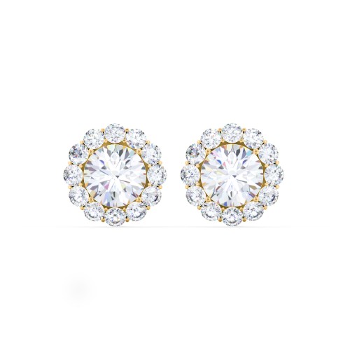 Halo Round Stud Earrings – 10K Yellow Gold with Diamond