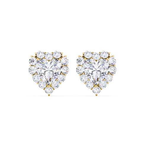 Halo Heart Stud Earrings – 10K Yellow Gold with Diamond