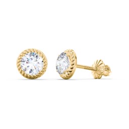 Twisted Rope Diamond Stud Earrings - 0.5 ct. tw. in 14K Solid Yellow Gold with Diamond and Lab Diamond