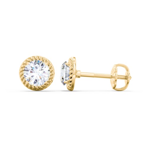 Twisted Rope Diamond Stud Earrings - 0.5 ct. tw. – 14K Yellow Gold with Diamond