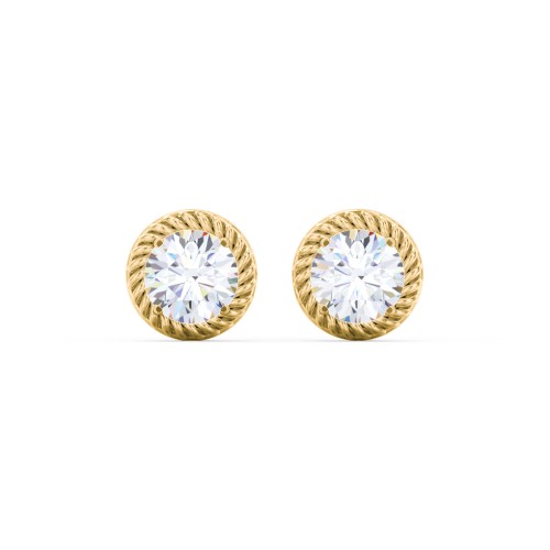 Twisted Rope Diamond Stud Earrings - 0.5 ct. tw. – 14K Yellow Gold with Diamond