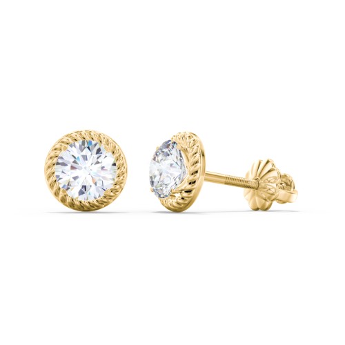 Twisted Rope Diamond Stud Earrings - 0.5 ct. tw. – 14K Yellow Gold with Diamond