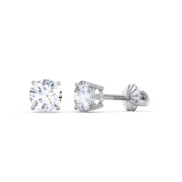 4 Prong Classic Diamond Stud Earrings - 0.33 ct. tw. in 14K Solid White Gold with Lab Diamond