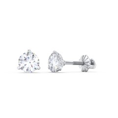 3 Prong Filigree Diamond Stud Earrings - 0.5 ct. tw. – 14K White Gold with Lab Diamond