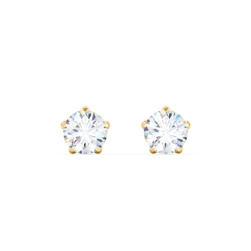 5 Prong Diamond Stud Earrings - 0.5 ct. tw. – 14K Yellow Gold with Lab Diamond