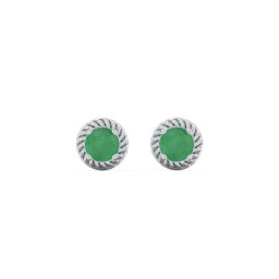 Twisted Rope Birthstone Stud Earrings in 925 Sterling Silver with Emerald
