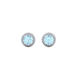 Twisted Rope Birthstone Stud Earrings in 925 Sterling Silver with Blue Topaz
