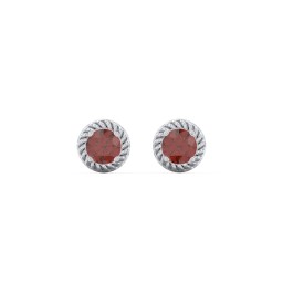 Twisted Rope Birthstone Stud Earrings in 925 Sterling Silver with Garnet
