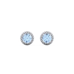 Twisted Rope Birthstone Stud Earrings in 925 Sterling Silver with Blue Topaz