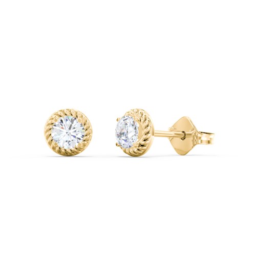 Twisted Rope Diamond Stud Earrings - 0.20 ct. tw. – 14K Yellow Gold with Diamond