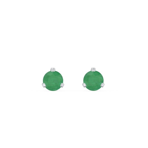 Birthstone Martini Stud Earrings – Sterling Silver with Emerald