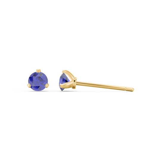 Birthstone Martini Stud Earrings – 10K Yellow Gold with Blue Sapphire