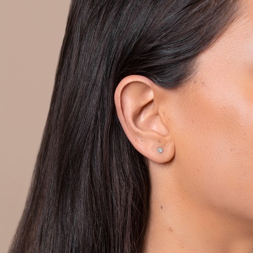 Classic Birthstone Single Stud – Sterling Silver with Blue Sapphire