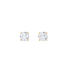 Classic Birthstone Stud Earrings in 10K Solid Yellow Gold with Diamond
