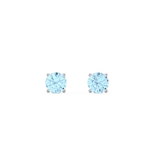 Classic Birthstone Stud Earrings – Sterling Silver with Blue Topaz