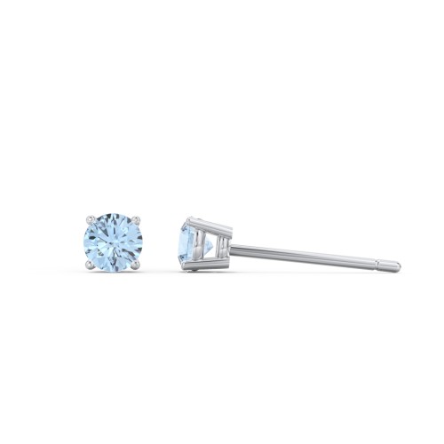Classic Birthstone Stud Earrings – Sterling Silver with Blue Topaz